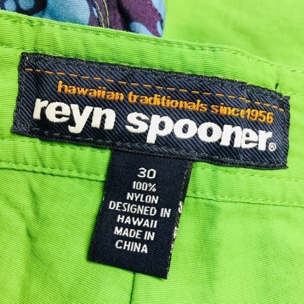 Reyn Spooner Swim Trunks Shorts Green Blue Pe'ahi Floral Hawaiian 30‎